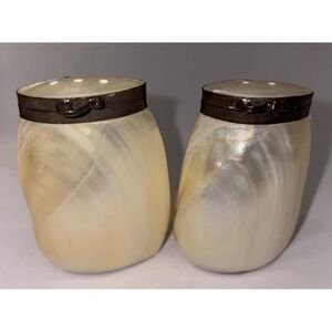 Vintage Mother of Pearl Shell Salt & Pepper Shakers (Hinged)‎ Twos Company